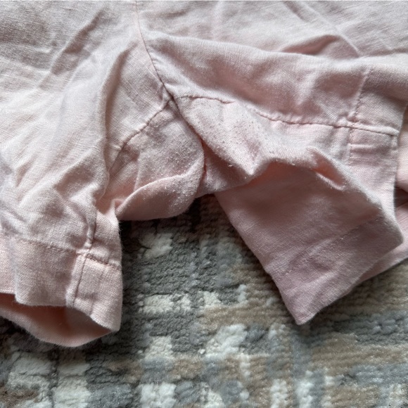 J. Jill 100% Linen Pull-On Shorts size LP Elastic Pink Pockets Lagenlook Beach - Picture 3 of 5
